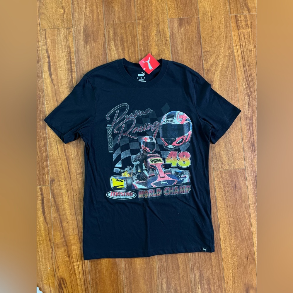 Puma racing t-shirt in black and pink #racingtee